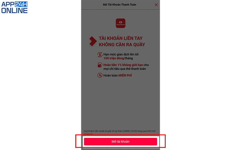 Cách làm thẻ ngân hàng techcombank online trên điện thoại 02