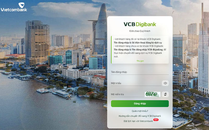 Khóa thẻ trên ngân hàng số VCB Digibank