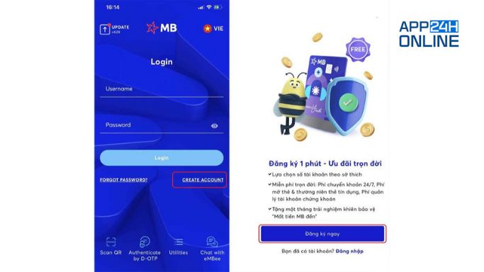 Cách làm thẻ MB bank online trên App MB: