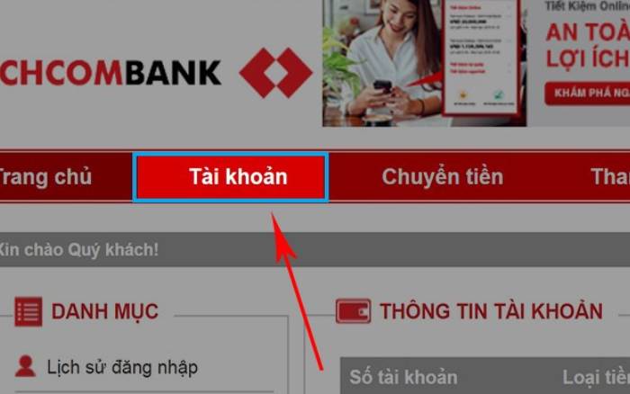 Kiểm Tra Lịch Sử Giao Dịch Techcombank Trên Website Internet Banking Techcombank 02