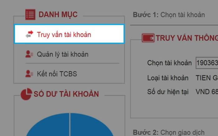 Danh mục truy vấn tài khoản