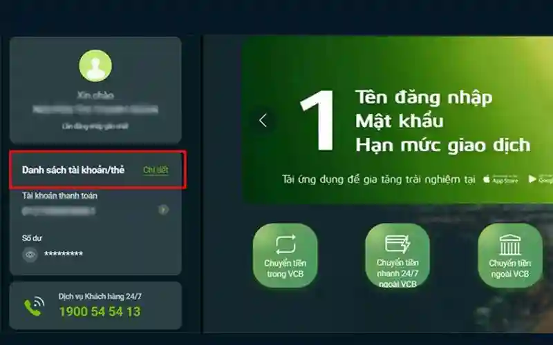 Xem sao kê online Vietcombank qua Internet Banking 1