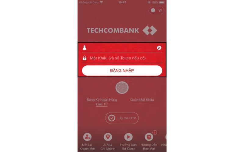 Kích hoạt tài khoản Internet Banking Techcombank lần đầu 01