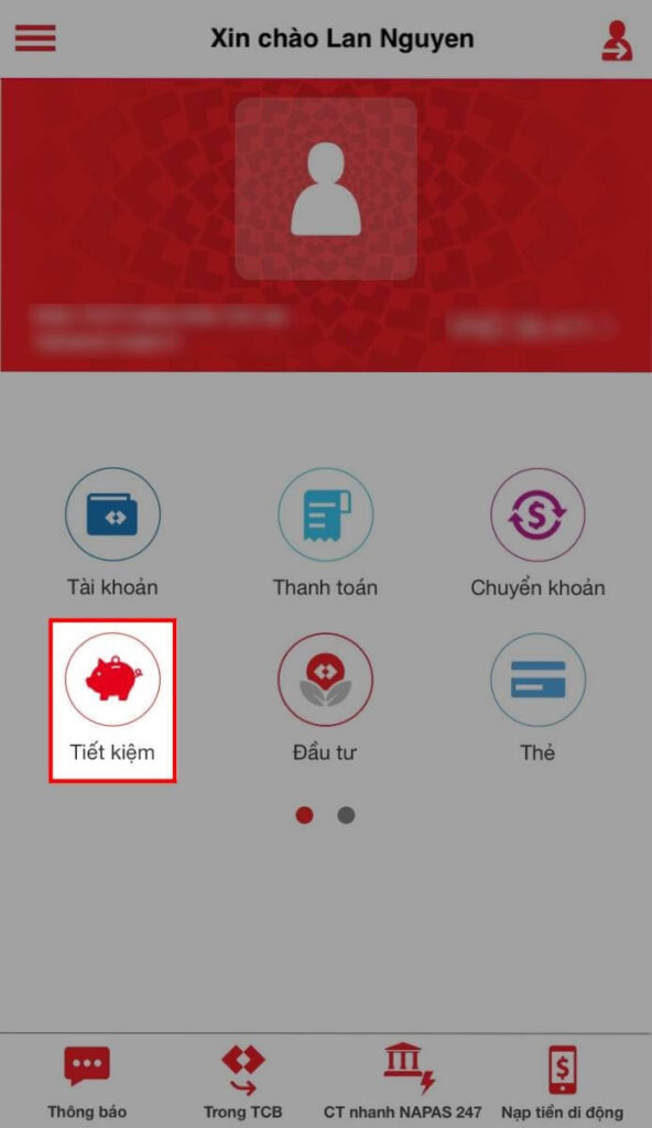 Cách gửi tiết kiệm Techcombank trên App Techcombank Mobile