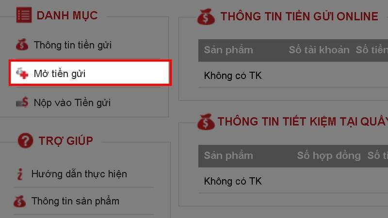 Cách gửi tiết kiệm online của Techcombank trên website